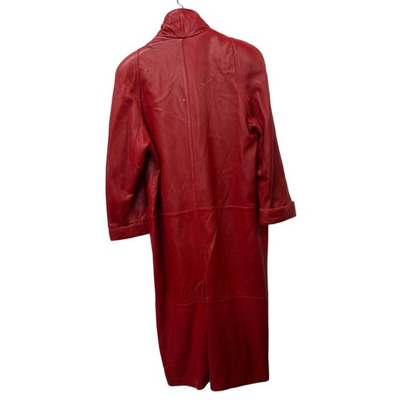 Bruno Ricci Leather Oversized Coat Red Full Jacket - Picture 2 of 13